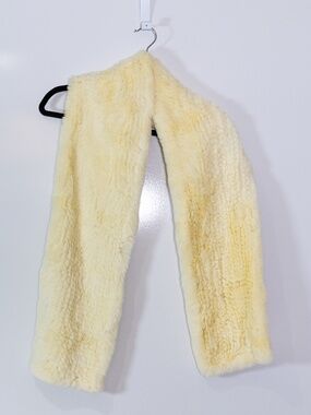 Linda Richards Luxury Genuine 100% Genuine Rex Rabbit Fur Scarf Wrap Shawl Ivory